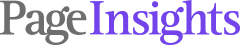 Logotipo com as palavras 'Page Insights' em preto e roxo.