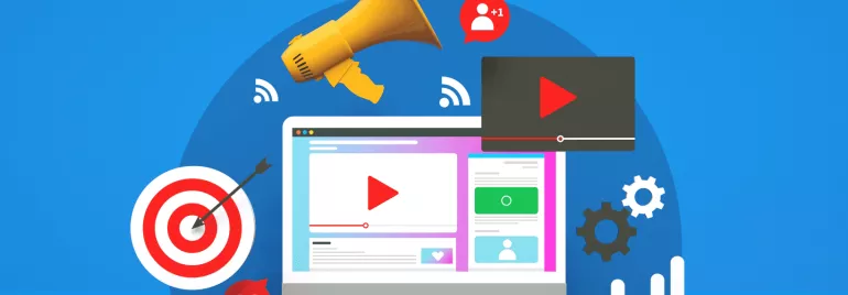 Imagem de marketing digital com tela de computador.