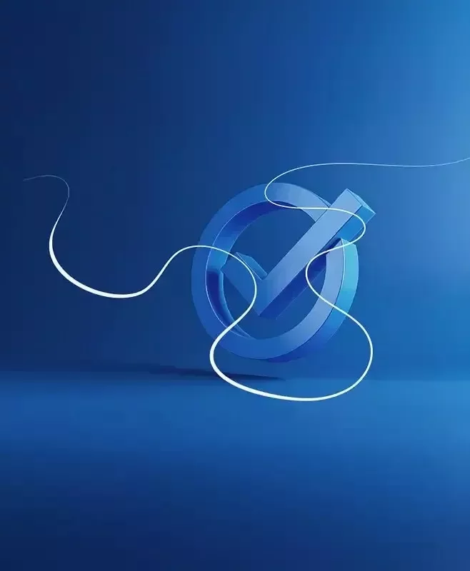 Ícone azul com marca de verificação, representando políticas e conformidade